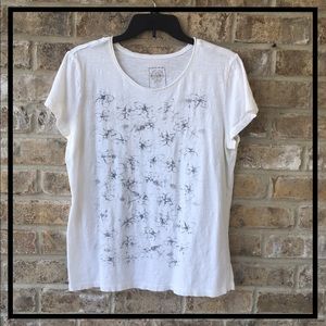 MERONA WHITE TEE with GRAY FLORAL & SILVER SPARKLE